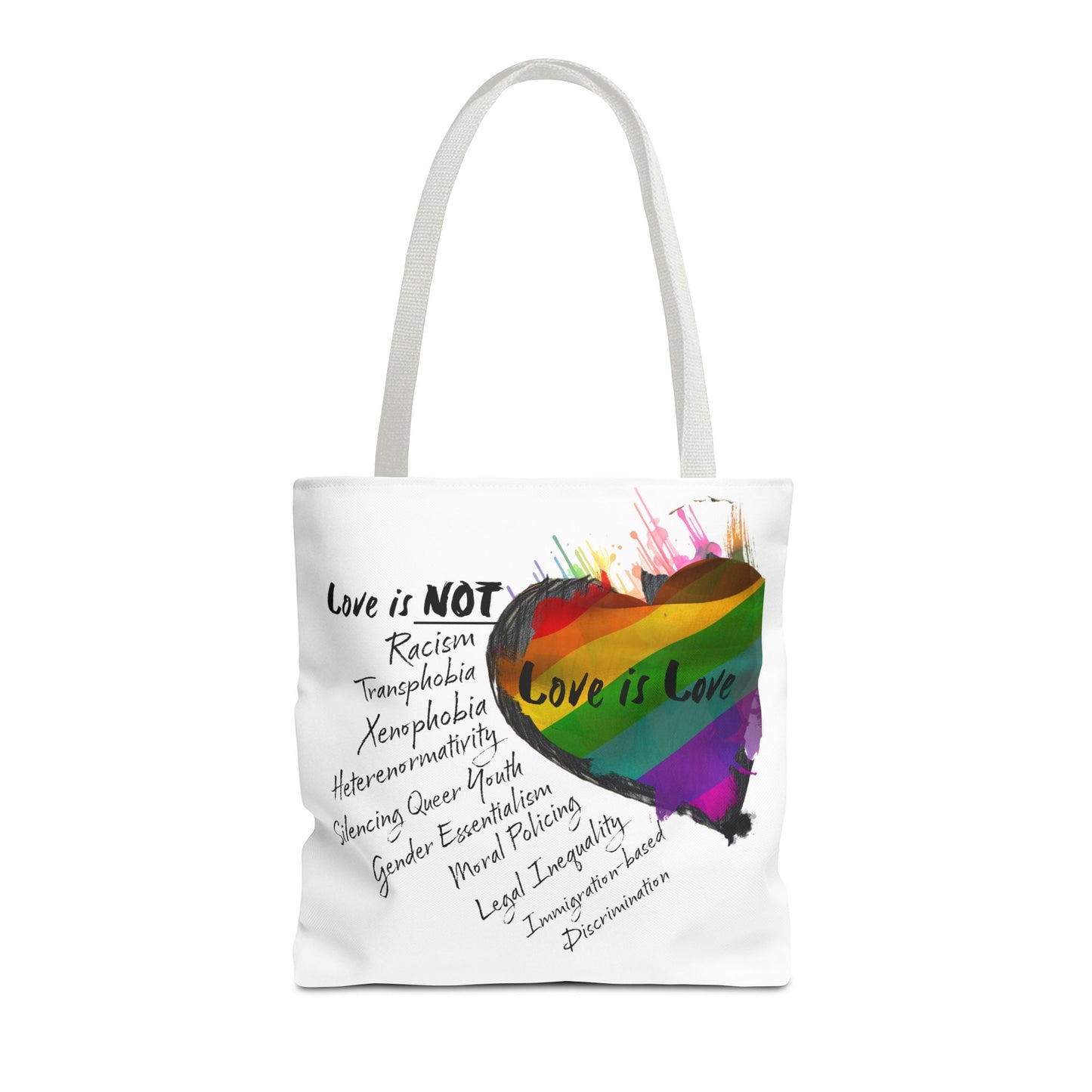 Pride 2025 LGBTQ+ tote bag with vibrant love and acceptance artwork
Durable polyester tote bag for Pride 2025, LGBTQ+ support, and everyday use
Close-up of rainbow design on Pride 2025 tote bag, symbolizing inclusivity
Spacious Pride 2025 tote bag with reinforced handles, perfect for shopping or pride events
Pride 2025 LGBTQ+ tote bag—shown in multiple handle colors and sizes