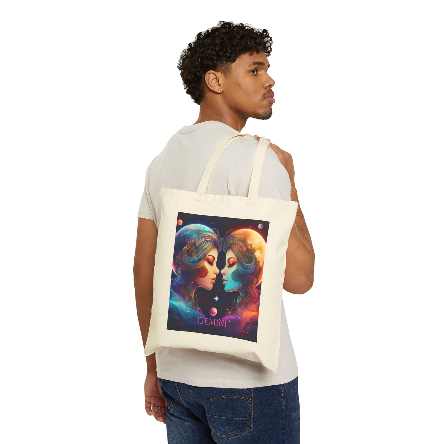 Gemini Zodiac Tote Bag eco-friendly canvas under $25 by M.B. Salas Designs
