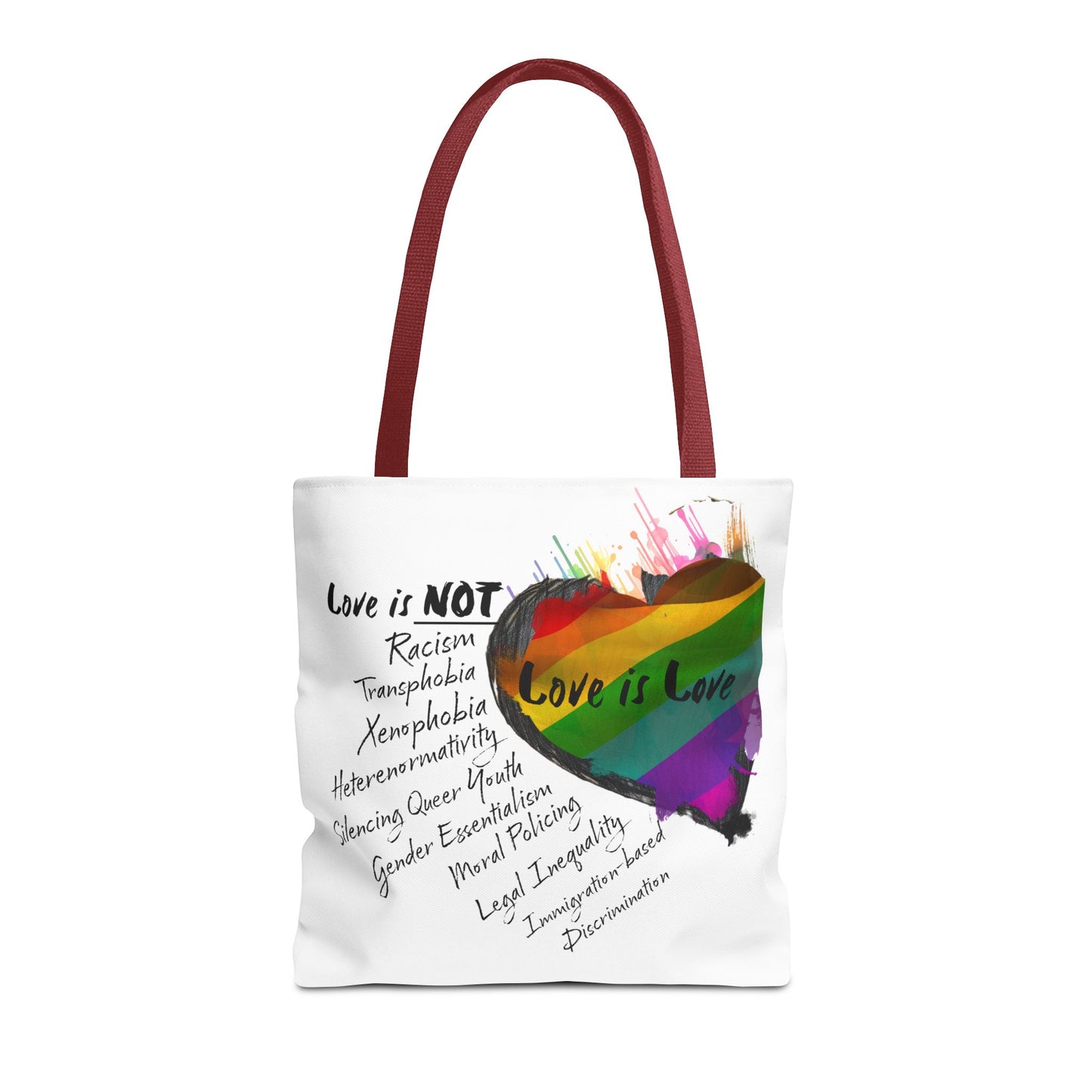 Pride 2025 LGBTQ+ tote bag with vibrant love and acceptance artwork
Durable polyester tote bag for Pride 2025, LGBTQ+ support, and everyday use
Close-up of rainbow design on Pride 2025 tote bag, symbolizing inclusivity
Spacious Pride 2025 tote bag with reinforced handles, perfect for shopping or pride events
Pride 2025 LGBTQ+ tote bag—shown in multiple handle colors and sizes