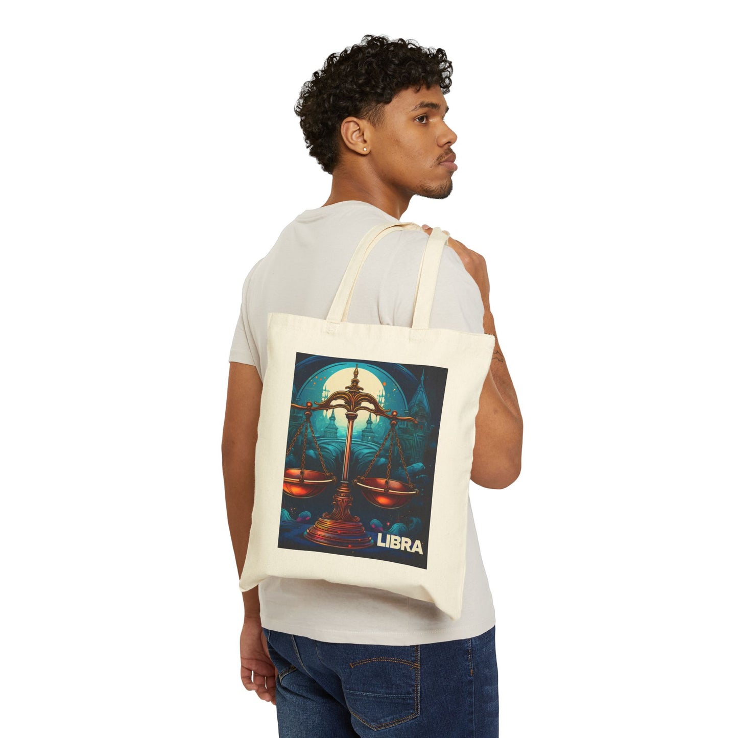 Libra Zodiac Tote Bag eco-friendly canvas under $25 by M.B. Salas Designs, Affordable Libra tote bag organic cotton zodiac gift