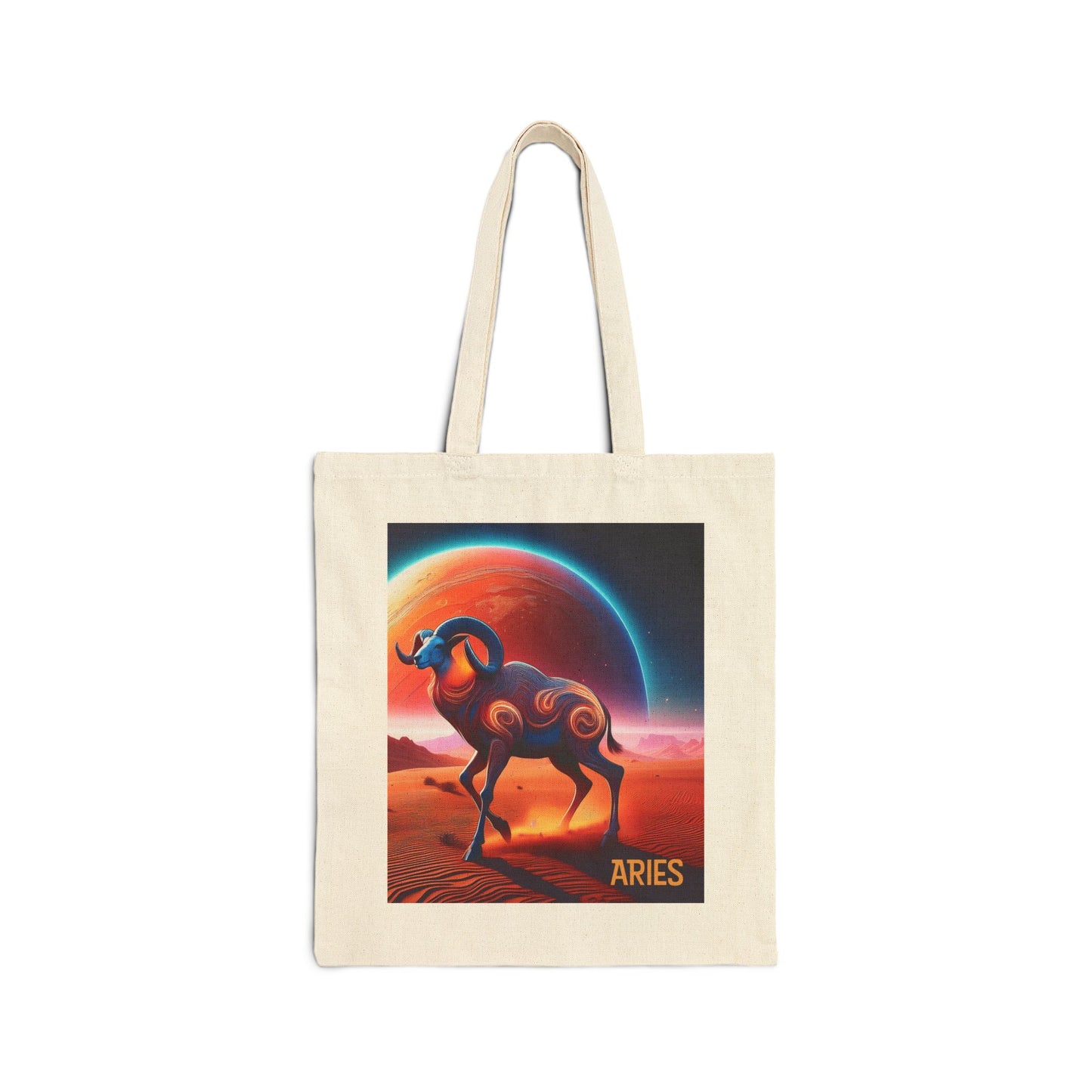Aries Zodiac Tote Bag eco-friendly canvas under $25 by M.B. Salas Designs, Affordable Aries tote bag organic cotton zodiac gift