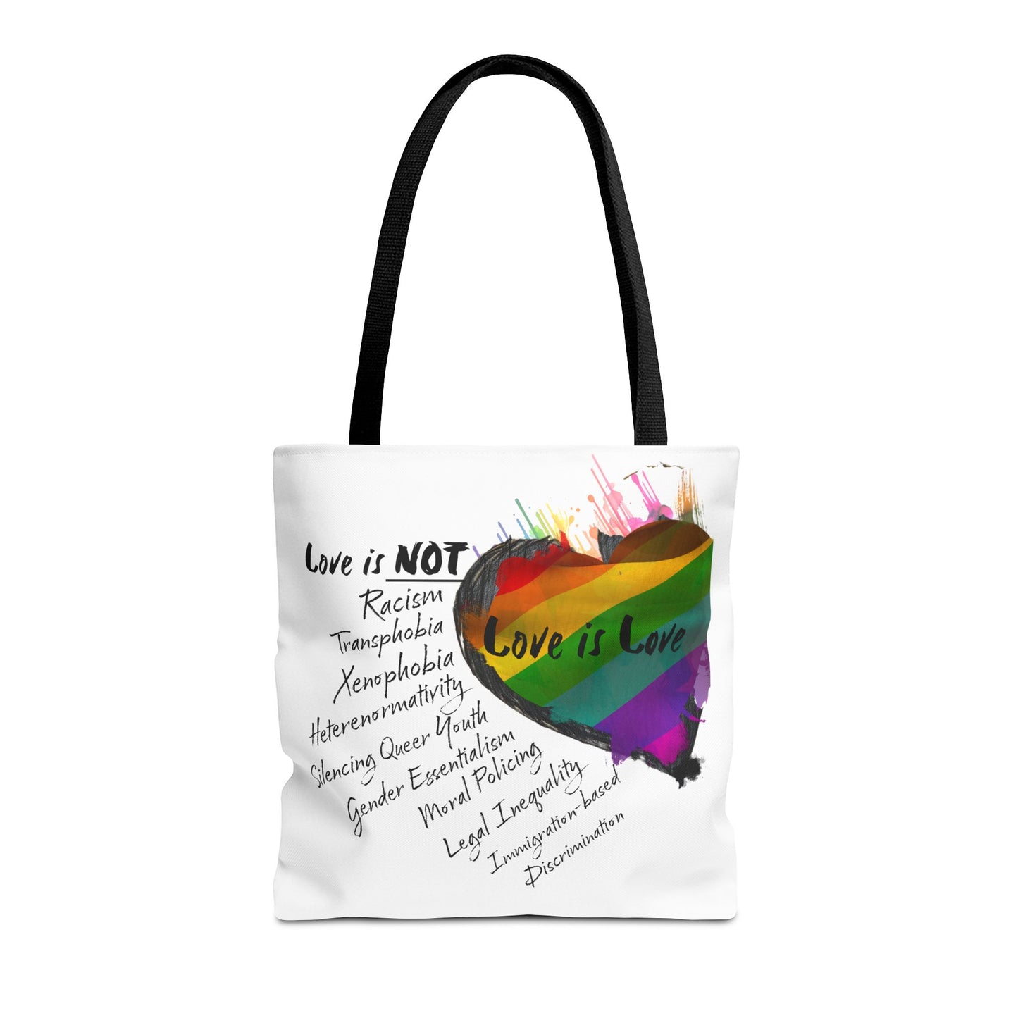 Pride 2025 LGBTQ+ tote bag with vibrant love and acceptance artwork
Durable polyester tote bag for Pride 2025, LGBTQ+ support, and everyday use
Close-up of rainbow design on Pride 2025 tote bag, symbolizing inclusivity
Spacious Pride 2025 tote bag with reinforced handles, perfect for shopping or pride events
Pride 2025 LGBTQ+ tote bag—shown in multiple handle colors and sizes