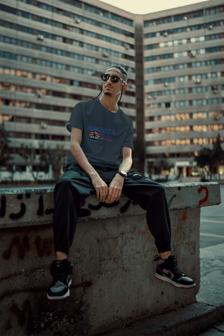 bodega bougie t-shirt, NYC streetwear, organic cotton tee, chopped cheese shirt, sustainable fashion, unisex graphic tee, MB Deli shirt