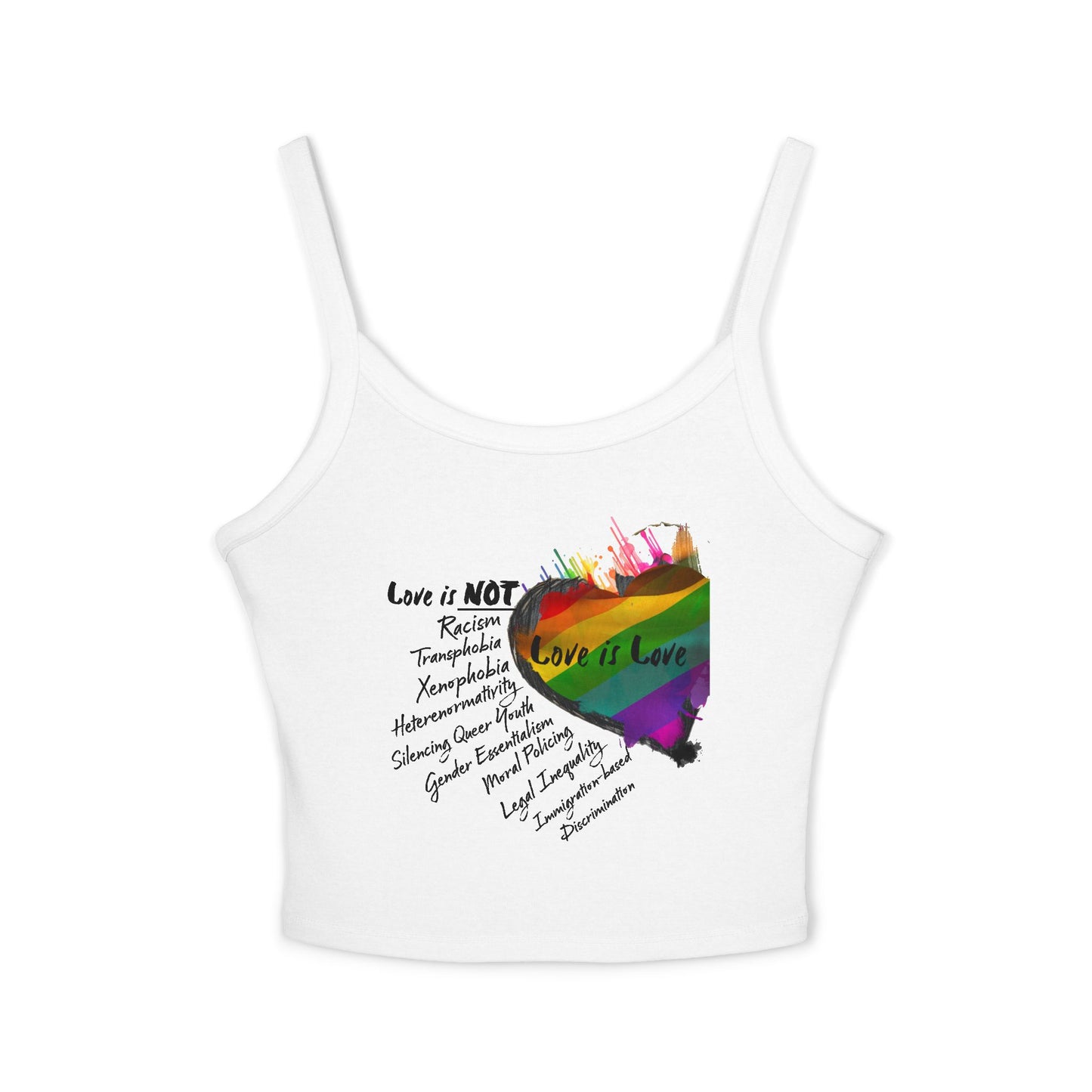 “Model wearing Pride 2025 LGBTQ+ unisex fitted tank top with ‘Love is NOT’ design”
“Close-up of thick spaghetti straps on LGBTQ+ Pride 2025 tank top”
“Back view of unisex fitted tank top – Pride 2025 by M.B. Salas Designs”
“Ethically made LGBTQ+ tank top for Pride Month 2025”
“Flat lay of ‘Love is NOT’ spaghetti strap tank top – inclusive pride apparel”