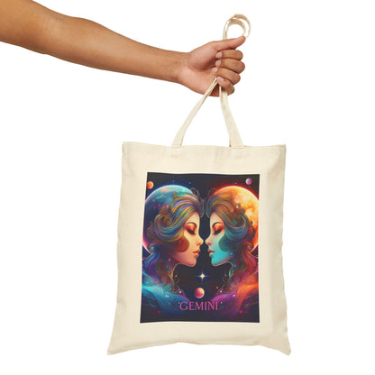 Gemini Zodiac Tote Bag eco-friendly canvas under $25 by M.B. Salas Designs