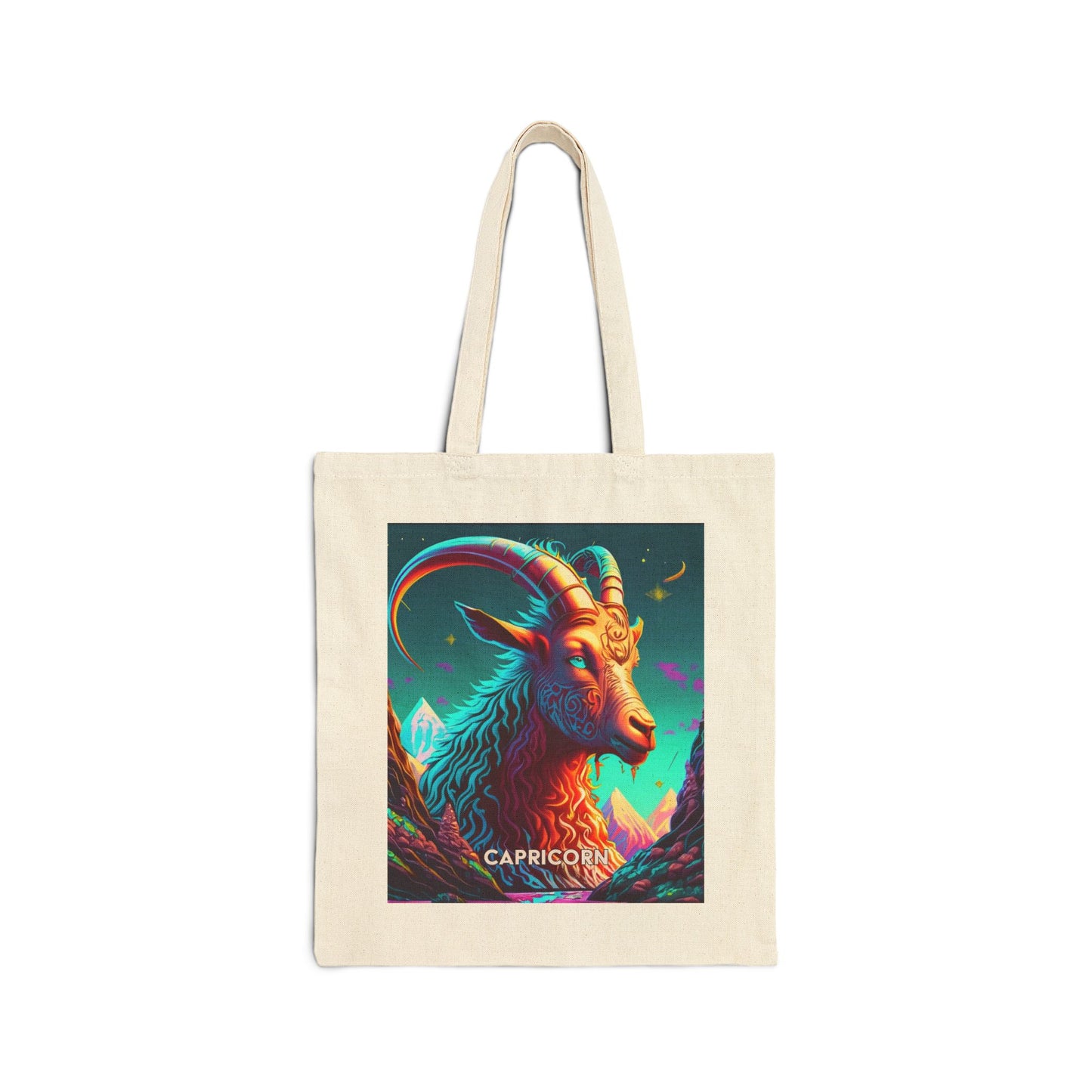 Capricorn Zodiac Tote Bag eco-friendly canvas under $25 by M.B. Salas Designs, Affordable Capricorn tote bag organic cotton zodiac gift