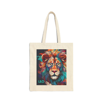 Leo Zodiac Tote Bag eco-friendly canvas under $25 by M.B. Salas Designs, Affordable Leo tote bag organic cotton zodiac gift
