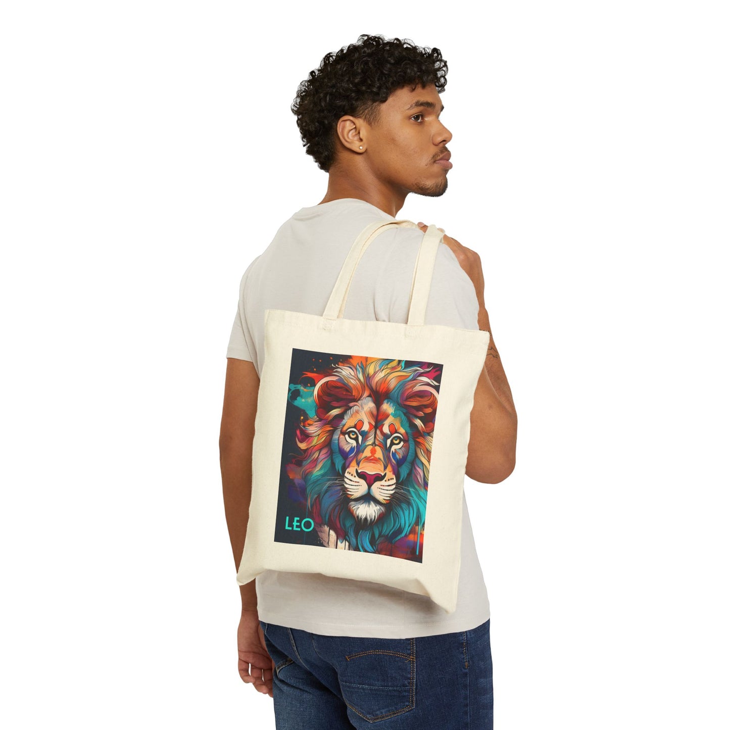 Leo Zodiac Tote Bag eco-friendly canvas under $25 by M.B. Salas Designs, Affordable Leo tote bag organic cotton zodiac gift