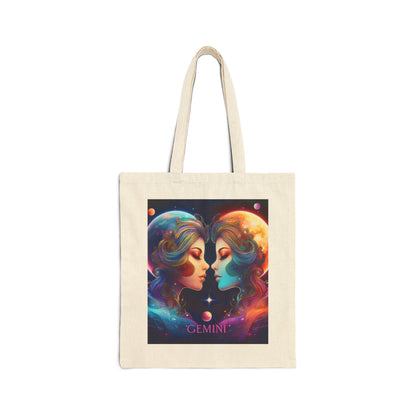 Gemini Zodiac Tote Bag eco-friendly canvas under $25 by M.B. Salas Designs