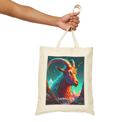 Capricorn Zodiac Tote Bag eco-friendly canvas under $25 by M.B. Salas Designs, Affordable Capricorn tote bag organic cotton zodiac gift