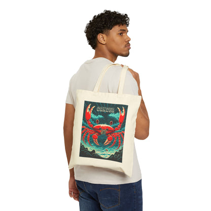 Cancer Zodiac Tote Bag eco-friendly canvas under $25 by M.B. Salas Designs, Affordable Cancer tote bag organic cotton zodiac gift