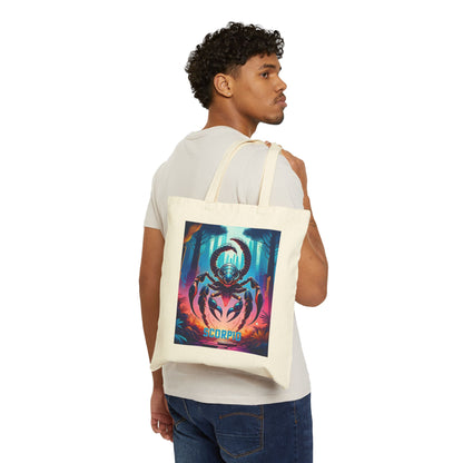Scorpio Zodiac Tote Bag eco-friendly canvas under $25 by M.B. Salas Designs, Affordable Scorpio tote bag organic cotton zodiac gift
