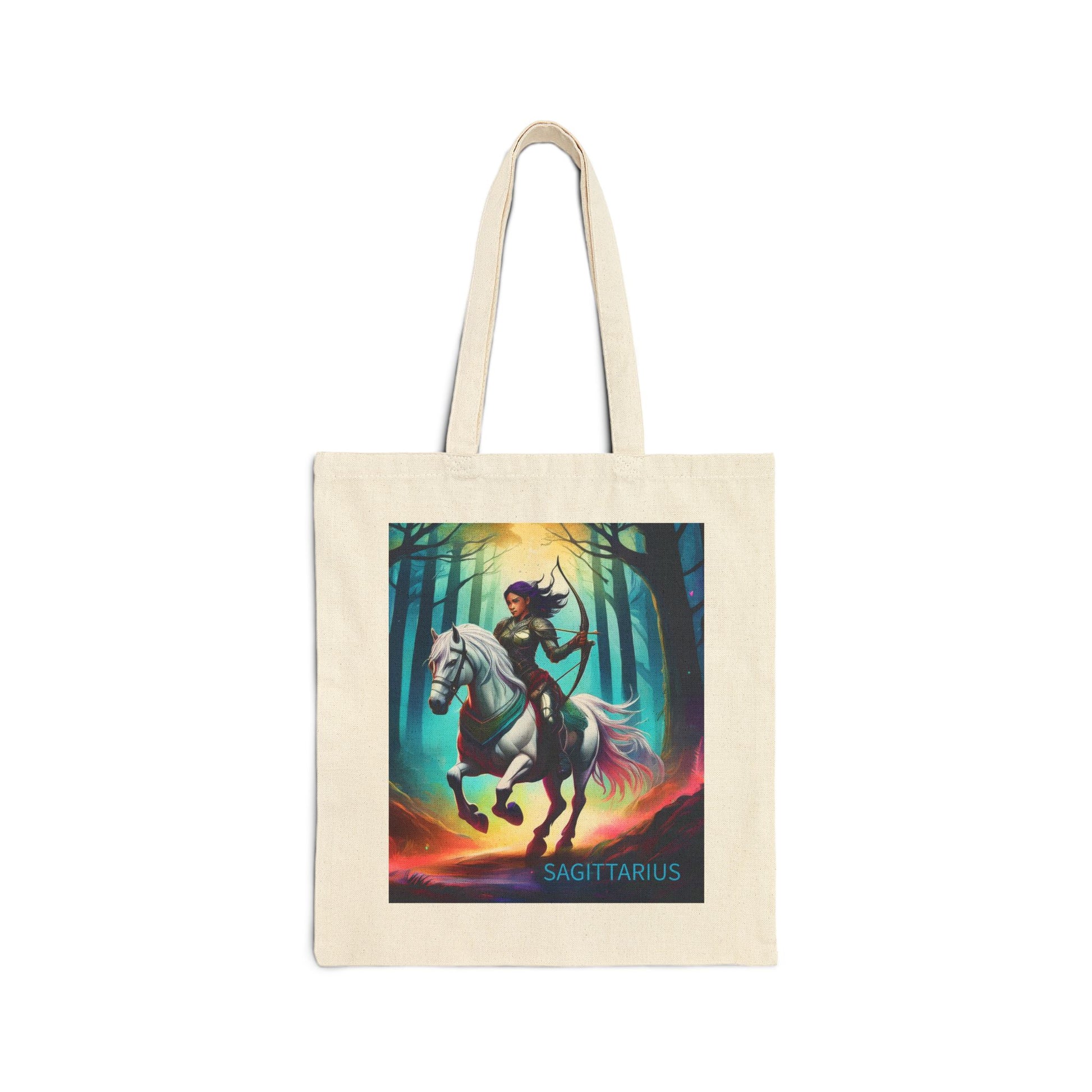 Sagittarius Zodiac Tote Bag eco-friendly canvas under $25 by M.B. Salas Designs, Affordable Sagittarius tote bag organic cotton zodiac gift